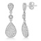 Milgrain Tear Drop Dangling Diamond Earrings 14k White Gold (0.65ct)