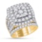 14K Yellow Gold Bridal Cluster Baguette Real Diamond Engagement Wedding Ring Set 6 CT