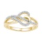 10kt Yellow Gold Womens Round Diamond Heart Infinity Ring 1/6 Cttw