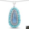 7.66 Carat Genuine Labradorite, Turquoise And Blue Topaz .925 Sterling Silver Pendant