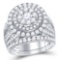 14K White Gold Bridal XL Cluster Real Diamond Engagement Wedding Ring Set 3 1/5 CT