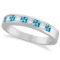 Princess Channel-Set Diamond and Blue Topaz Ring Band 14K White Gold