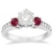 Three-Stone Ruby and Diamond Engagement Ring 14k White Gold (1.30ct)