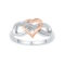 10kt White Gold Womens Round Diamond Rose-tone Heart Infinity Ring 1/20 Cttw