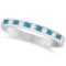 Blue Topaz and Diamond Semi-Eternity Channel Ring 14k White Gold (0.40ct)