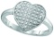 10kt White Gold Womens Round Diamond Heart Cluster Ring 1/8 Cttw