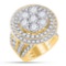 14K Yellow Gold Bridal XL Cluster Halo Diamond Engagement Wedding Ring Set 7 CT