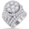 14K White Gold Bridal Halo Cluster Real Diamond Engagement Wedding Ring Set 6 CT