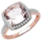 2.49 Carat Genuine Morganite & White Diamond 10K Rose Gold Ring
