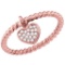 10kt Rose Gold Womens Round Diamond Heart Dangle Rope Stackable Band Ring 1/10 Cttw