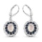 2.80 Carat Genuine Ethiopian Opal, Blue Sapphire and White Topaz .925 Sterling Silver Earrings