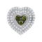10kt White Gold Womens Round Green Colored Diamond Heart Cluster Pendant 1/2 Cttw