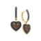 14kt Yellow Gold Womens Round Black Colored Diamond Heart Cluster Earrings 5/8 Cttw