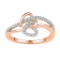 10kt Rose Gold Womens Round Diamond Double Joined Heart Ring 1/5 Cttw
