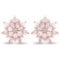 18K Rose Gold Plated 4.03 Carat Genuine Morganite and White Topaz .925 Sterling Silver Earrings