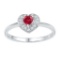 10kt White Gold Womens Round Lab-Created Ruby Heart Diamond-accent Ring 5/8 Cttw