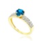 Blue Topaz Gemstone 10K Gold Diamond Pave Ring APPROX 1.04 CTW (VS2-SI1)
