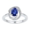 10kt White Gold Womens Oval Lab-Created Blue Sapphire Solitaire Diamond-accent Ring 1/12 Cttw