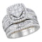 14K Two Tone Gold Bridal Halo Cushion Diamond Engagement Ring Set 1 3/4 CT