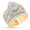 14K Yellow Gold Bridal Pear Tear Infinity Love Knot Diamond Engagement Ring Set 2 7/8 CT