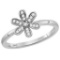 10kt White Gold Womens Round Diamond Floral Stackable Band Ring 1/10 Cttw