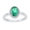 10kt White Gold Womens Oval Lab-Created Emerald Solitaire Diamond-accent Ring 7/8 Cttw