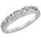 10kt White Gold Womens Round Diamond Floral Accent Stackable Band Ring 1/12 Cttw