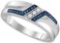 Sterling Silver Mens Round Blue Colored Diamond Wedding Band 1/5 Cttw