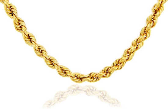 Rope Solid Diamond Cut 14K Gold Chain 1 mm 18" (3.00 GRAMS)