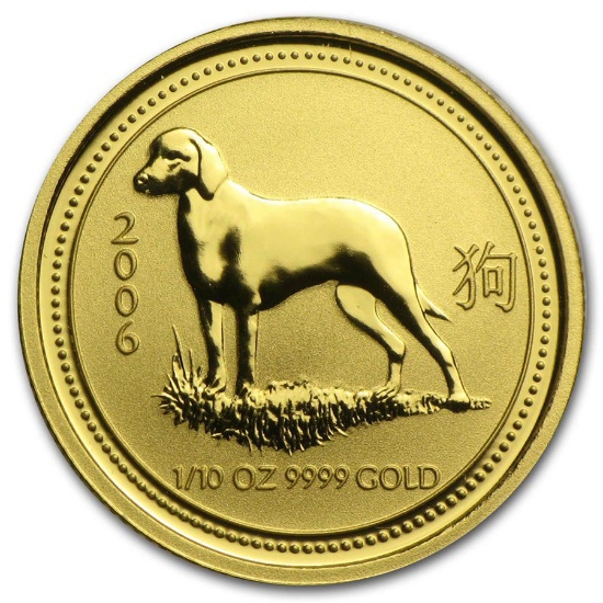 2006 Australia 1/10 oz Gold Lunar Dog BU (Series I)