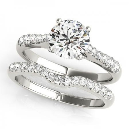 CERTIFIED 18KT WHITE GOLD 1.17 CT G-H/VS-SI1 DIAMOND BRIDAL SET