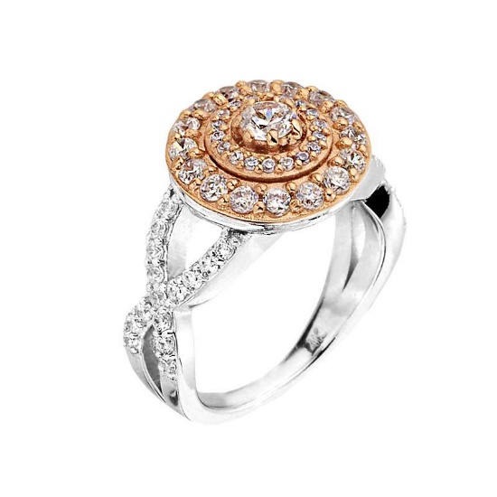 10K Two-tone Halo Diamond Infinity Engagement Proposal Ring APPROX .80 CTW (VS2-SI1)