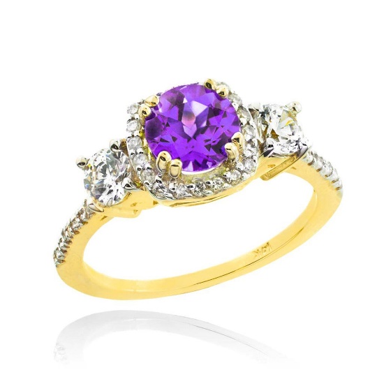 10K Gold Amethyst Diamond Engagement Ring APPROX 1.80 CTW (SI1)