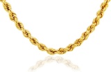 Rope Solid Diamond Cut 14K Gold Chain 1 mm 24
