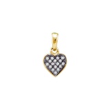 Yellow-tone Sterling Silver Womens Round Diamond Small Heart Cluster Pendant 1/20 Cttw