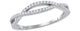 10kt White Gold Womens Round Diamond Crossover Twist Band Ring 1/5 Cttw