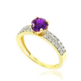 10K Amethyst Gemstone Gold Diamond Pave Engagement Ring APPROX 1.04 CTW (VS2-SI1)
