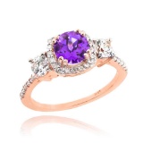 10K Rose Gold Amethyst Diamond Engagement Ring APPROX 1.80 CTW (SI1)