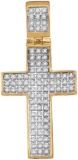 10kt Yellow Gold Mens Round Diamond Christian Cross Charm Pendant 1/4 Cttw