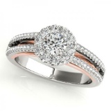 CERTIFIED PLATINUM 1.14 CT G-H/VS-SI1 DIAMOND HALO ENGAGEMENT RING