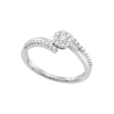 10kt White Gold Womens Round Diamond Cluster Bridal Wedding Engagement Ring 1/4 Cttw