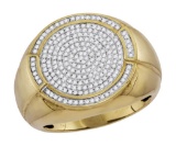 10kt Yellow Gold Mens Round Diamond Concentric Circle Cluster Ring 5/8 Cttw