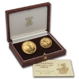 1987 2-Coin Gold Britannia Proof Set (.35 oz AGW, w/Box & COA)