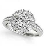 CERTIFIED PLATINUM 1.41 CT G-H/VS-SI1 DIAMOND HALO ENGAGEMENT RING