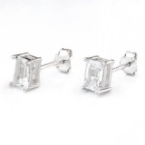 1 1/4 CARAT WHITE TOPAZ 925 STERLING SILVER EARRINGS