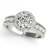 CERTIFIED PLATINUM 1.70 CT G-H/VS-SI1 DIAMOND HALO ENGAGEMENT RING