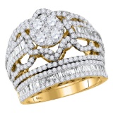 14kt Yellow Gold Womens Round Diamond Bridal Wedding Engagement Ring Band Set 2-1/2 Cttw