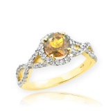 10K Gold Citrine Birthstone Infinity Ring with Diamonds APPROX 1.60 CTW (VS2-SI1)