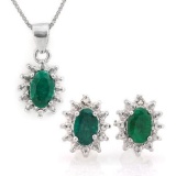 2 CARAT ENHANCED GENUINE EMERALD & DIAMOND 925 STERLING SILVER