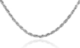 Rope Solid Diamond Cut 10K White Gold Chain 1mm 16